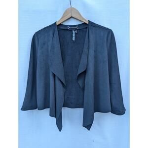 Yoana Baraschi Women's Black‎ Open Front Shrug Cardigan XS Faux Suede Whimsigoth